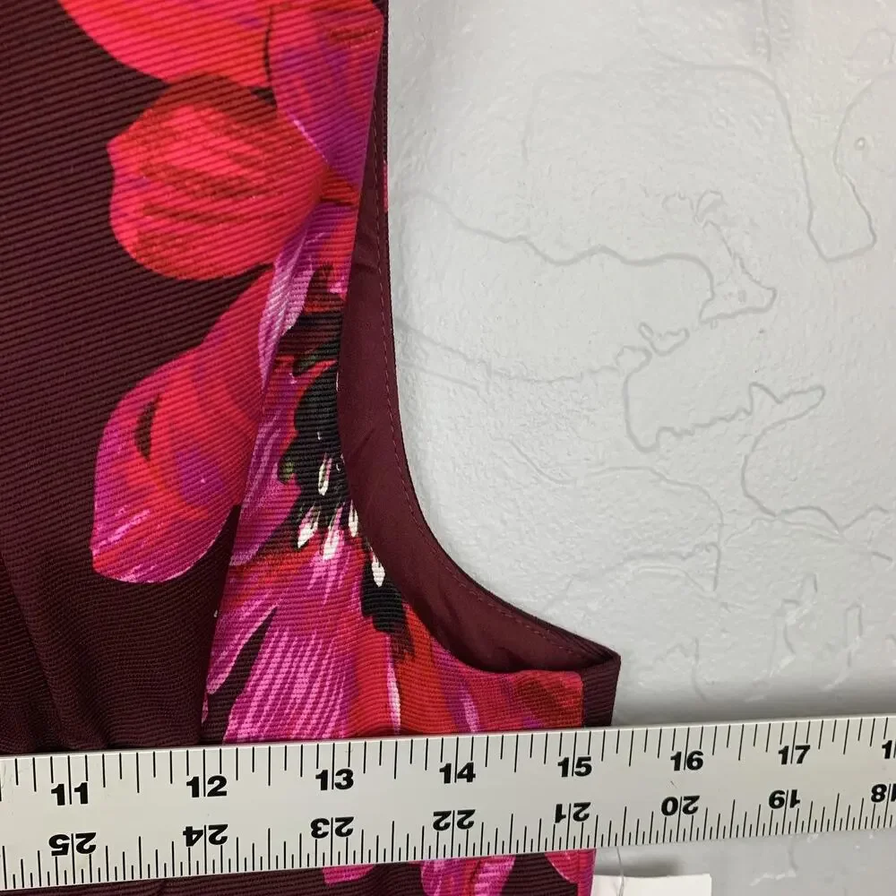 Trina Turk Skirt Set Womens Top 6 Skirt 4 Burgundy Pink Floral Pencil Made USA